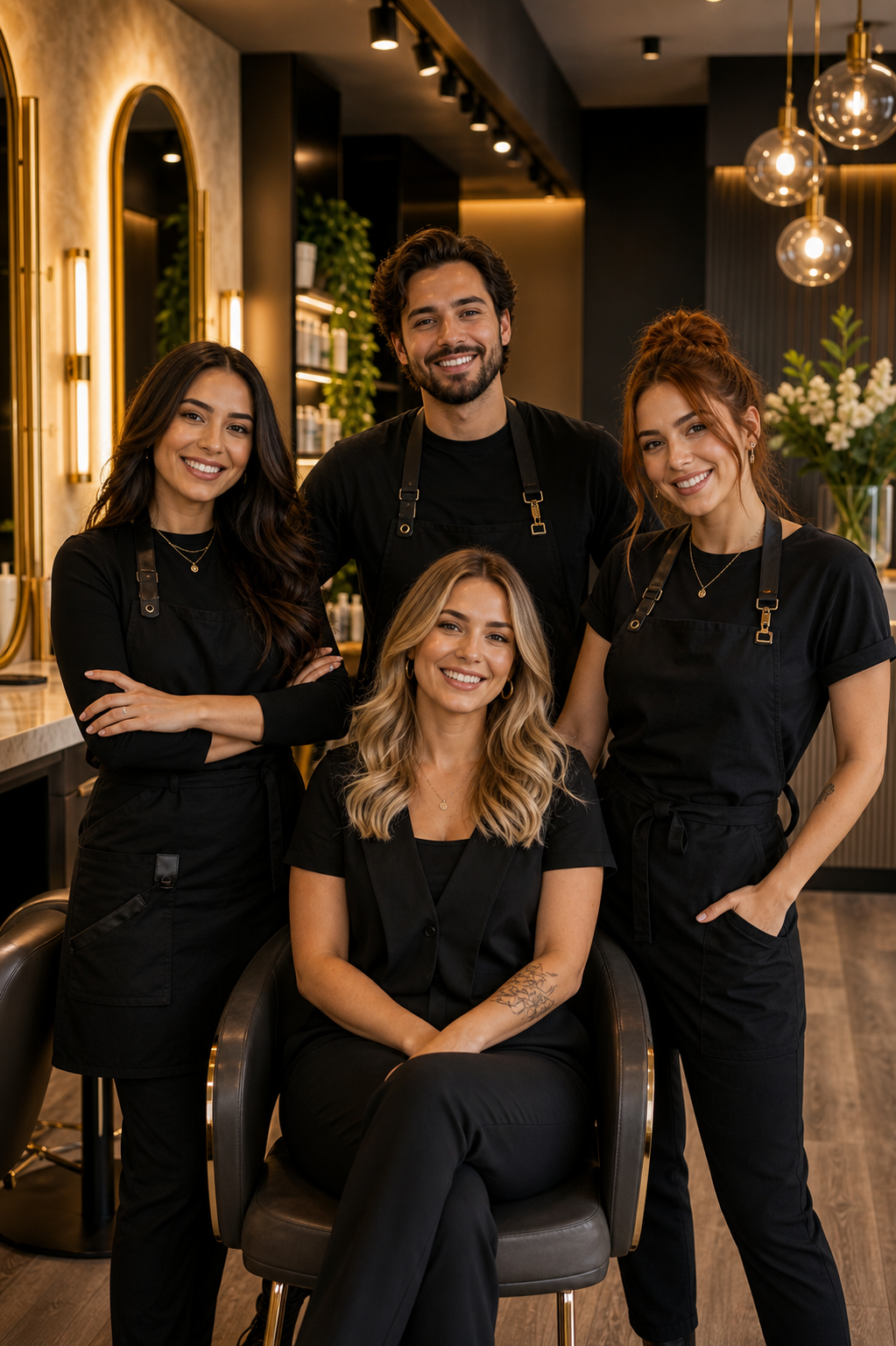 Portret de echipă într-un studio modern și elegant de beauty